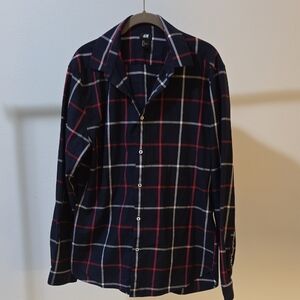 H&M Men's Black and Red Plaid Shirt